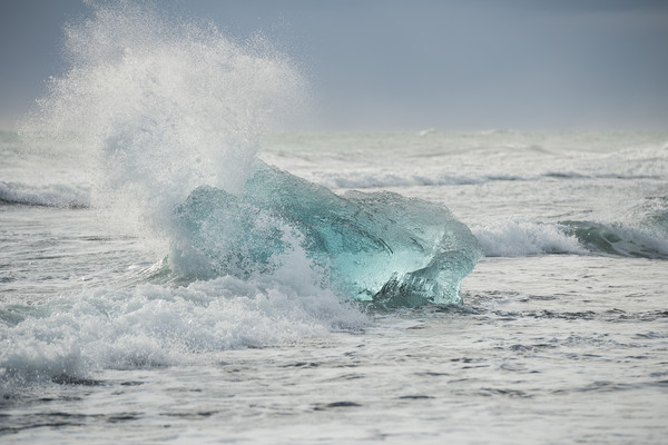 Glacial Iceberg in Beach Surf. Picture Board by Natures' Canvas: Wall Art  & Prints by Andy Astbury