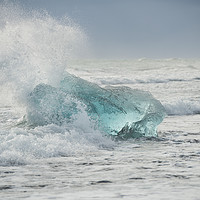 Buy canvas prints of Glacial Iceberg in Beach Surf. by Natures' Canvas: Wall Art  & Prints by Andy Astbury