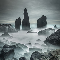 Buy canvas prints of Icelandic Storm Beach and Sea Stacks. by Natures' Canvas: Wall Art  & Prints by Andy Astbury
