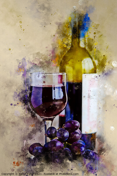 Red Wine and Grapes Picture Board by David Tyrer