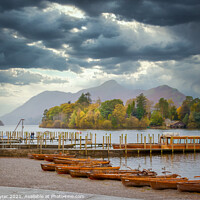 Buy canvas prints of Boats on the shore of Derwent Water by David Tyrer