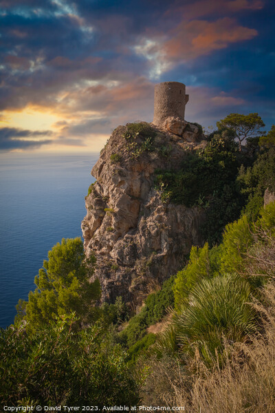 Ancient Moorish Sentinel, Mallorca's Coastline Picture Board by David Tyrer