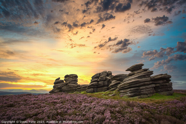 Wheel Stones: A Derbyshire Sunset Panorama Picture Board by David Tyrer