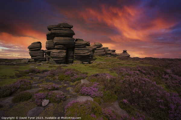 Wheel Stones: A Derbyshire Sunset Panorama Picture Board by David Tyrer