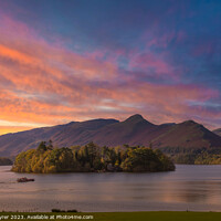 Buy canvas prints of Derwent Water at sunset by David Tyrer