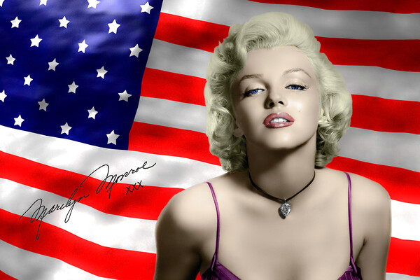 American Icon: Vivid Monroe Monochrome Picture Board by David Tyrer