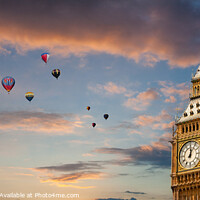 Buy canvas prints of Big Ben and Hot Air Balloons by David Tyrer