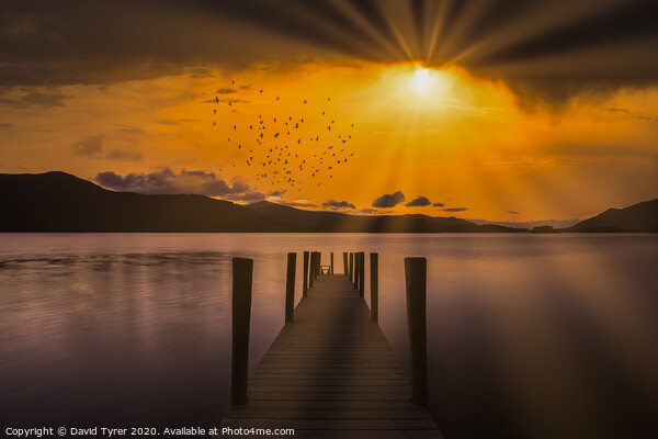 Twilight Tranquility: Derwent Water Jetty Picture Board by David Tyrer