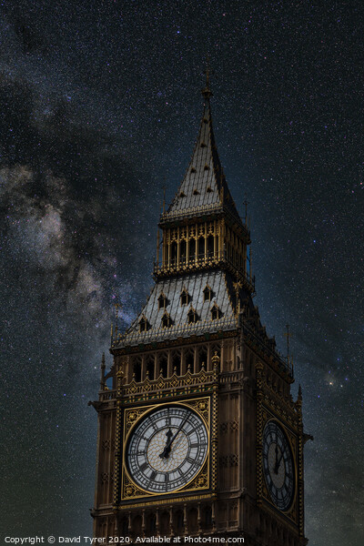 Big Ben on a Starry Night Picture Board by David Tyrer