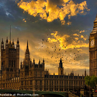 Buy canvas prints of 'Westminster's Grandeur Bathed in Sunset' by David Tyrer