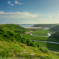 Buy canvas prints of Three Cliffs Bay, Gower, Wales by David Tyrer