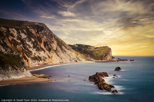 Sunset Serenity at Dorset's Man O' War Bay Picture Board by David Tyrer
