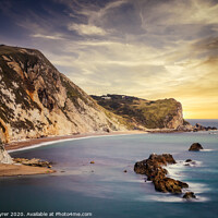 Buy canvas prints of Sunset Serenity at Dorset's Man O' War Bay by David Tyrer