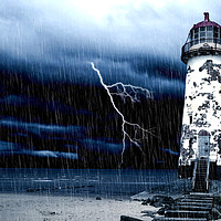 Buy canvas prints of Point of Ayr Lighthouse at Talacre, Flintshire by Neil Ravenscroft