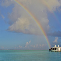Buy canvas prints of Maldives Double Rainbow by Sarah Bonnot
