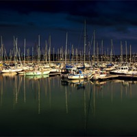 Buy canvas prints of Night Harbour by David Yeaman