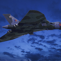Buy canvas prints of  Avro Vulcan Bomber B2 (XH558) at night by David Yeaman
