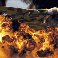 Buy canvas prints of Avro Vulcan Bomber B2 (XH558) Bombing Run by David Yeaman