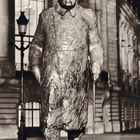 Buy canvas prints of Sir Winston Churchill statue at Petite Palais in P by David Yeaman