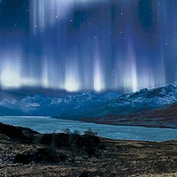 Buy canvas prints of Aurora Borealis in the Scottish Highlands by David Yeaman