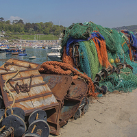 Buy canvas prints of Ropes and Nets Lyme Regis UK by Pauline Tims