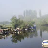 Buy canvas prints of  Misty Morning on the River Frome Wareham Dorset U by Pauline Tims