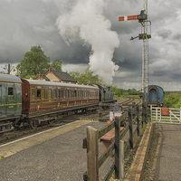 Buy canvas prints of  British Rail Train Leaving Northiam Station Susse by Pauline Tims