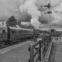 Buy canvas prints of  British Rail train leaving Northiam Station Susse by Pauline Tims