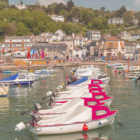 Buy canvas prints of  Boats at Lyme Regis Harbour by Pauline Tims