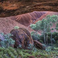 Buy canvas prints of  Looking out from a cave on Uluru, Australia by Pauline Tims
