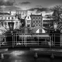 Buy canvas prints of Norwich Market (Black And White) by Jordan Browning Photo