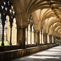 Buy canvas prints of Norwich Cathedral Cloister Walks by Jordan Browning Photo