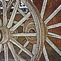 Buy canvas prints of Weathered Wagon Wheels by Judy Hall-Folde