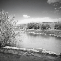 Buy canvas prints of Rio Grande Hot Springs in black and white by Judy Hall-Folde