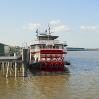 Buy canvas prints of Mississippi River Boat in NOLA by Judy Hall-Folde