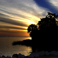 Buy canvas prints of Sunset at Bayport Park by Judy Hall-Folde