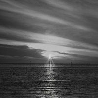 Buy canvas prints of  Gulf Sundown in Black and White by Judy Hall-Folde