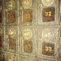 Buy canvas prints of  Vintage Post Office Boxes by Judy Hall-Folde