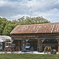 Buy canvas prints of  Coldwater Creek Vintage Carriage House by Judy Hall-Folde