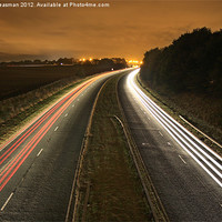 Buy canvas prints of Motorway light trails by P H