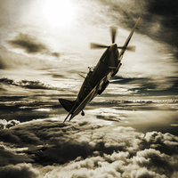 Buy canvas prints of Spitfire fighter sepia by P H