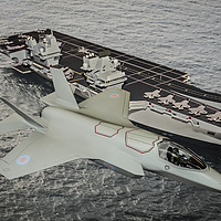 Buy canvas prints of F35 Lightning II and HMS Queen Elizabeth by P H