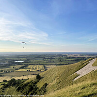 Buy canvas prints of Paragliding at The White Horse, Westbury, Wiltshir by suzie Attaway