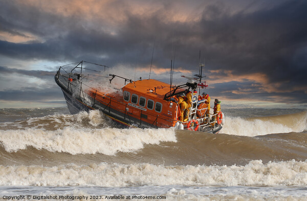 RNLI Lifeboat "Into the storm"  Picture Board by Digitalshot Photography