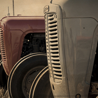 Buy canvas prints of Classic Ferguson TE20 Tractors in Sepia by Digitalshot Photography