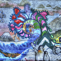Buy canvas prints of Vibrant Graffiti in Urban Setting by Digitalshot Photography