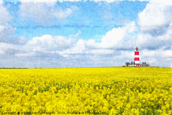 Happisburgh Lighthouse Watercolour Picture Board by Digitalshot Photography