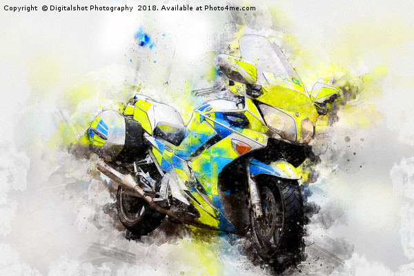 British Police Motorbike Picture Board by Digitalshot Photography