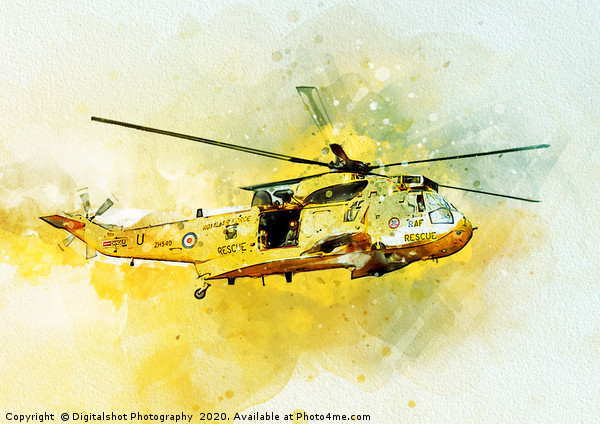 RAF Westland Seaking Painting "Rescue 125" Picture Board by Digitalshot Photography