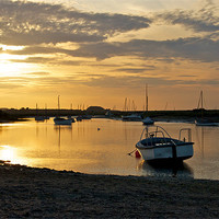 Buy canvas prints of Golden Sunset at Burnham Overy Staithe by Fiona Geldard